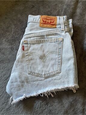 Levi's Light Wash 501 Distressed Denim Shorts